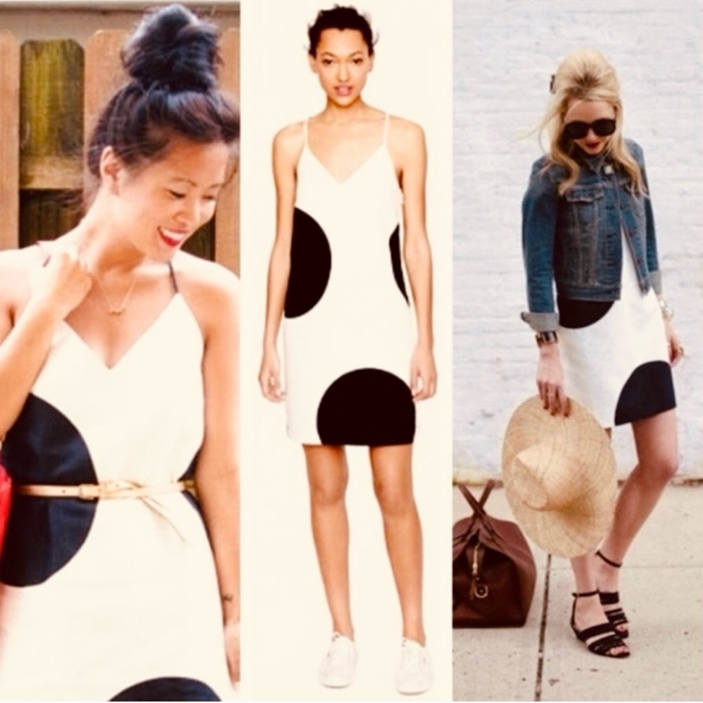 J. Crew Black And White Circle Mini Dress